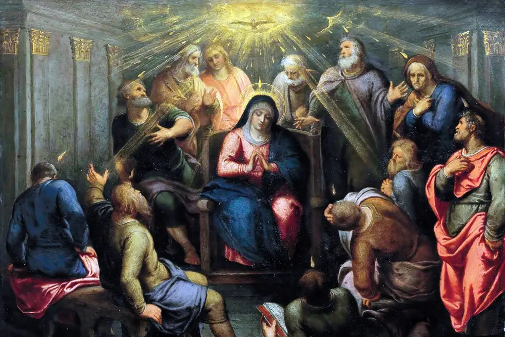 Espíritu Santo sobre la Virgen María y los apóstoles