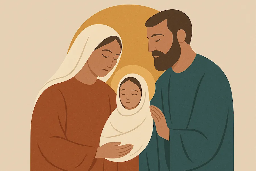 Natividad de la Virgen María en una ilustración moderna